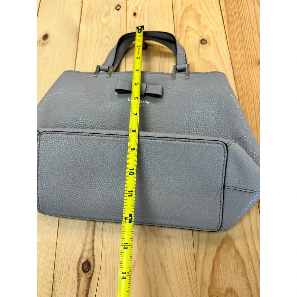 Kate Spade Satchel Crossbody Pebble Leather Bow Detail Gray Handbag‎